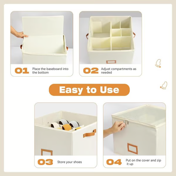 ⏰🔥 LIMITED TIME 50% OFF! 👟 Fabric Shoe Organiser Storage Box – Foldable, Large Capacity, Dustproof & Breathable for Closets & Bedrooms 🧺✨