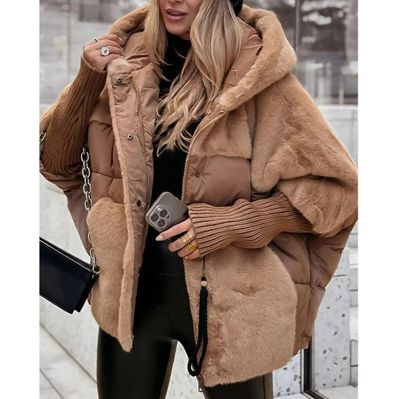 🎁Hot Sale 50% OFF⏳Women’s Oversized Hooded Patchwork Puffer Coat