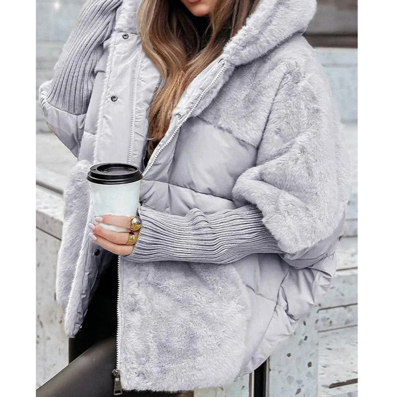 🎁Hot Sale 50% OFF⏳Women’s Oversized Hooded Patchwork Puffer Coat
