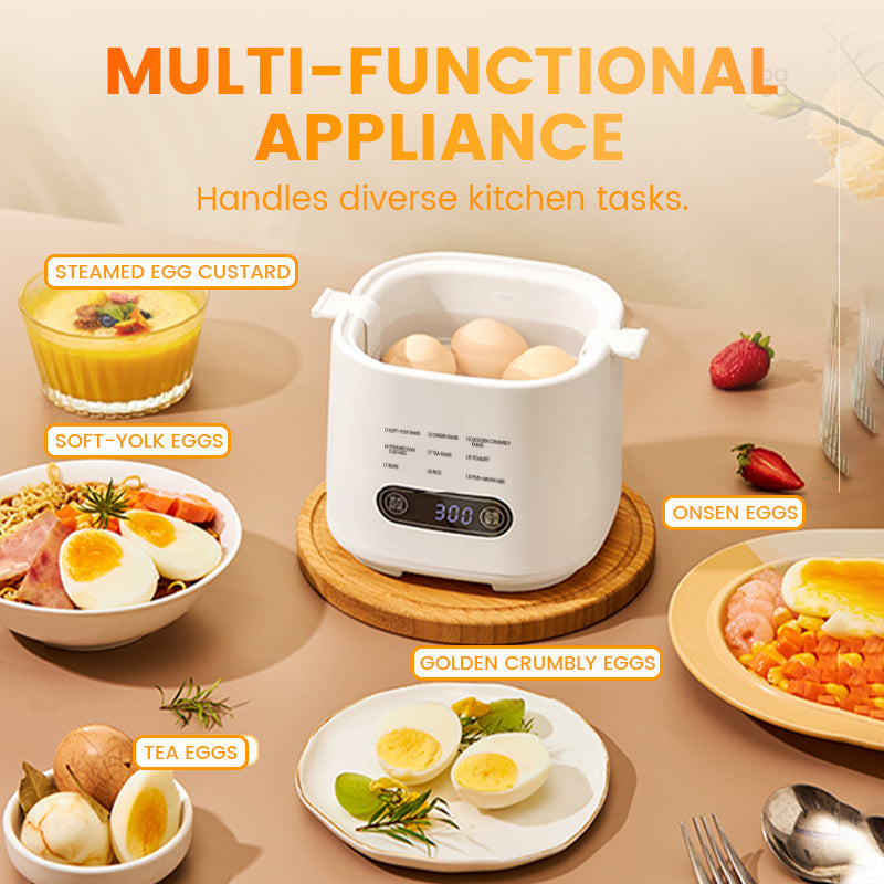🥳HOT SALE 50% OFF! 🥳Mini Multi‑Functional Egg Cooker – Smart touch panel, 6‑egg capacity, boils, poaches, scrambles & steams. Perfect for quick breakfasts! 🥚⚡