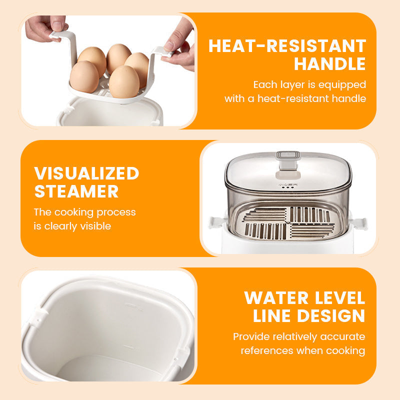 🥳HOT SALE 50% OFF! 🥳Mini Multi‑Functional Egg Cooker – Smart touch panel, 6‑egg capacity, boils, poaches, scrambles & steams. Perfect for quick breakfasts! 🥚⚡