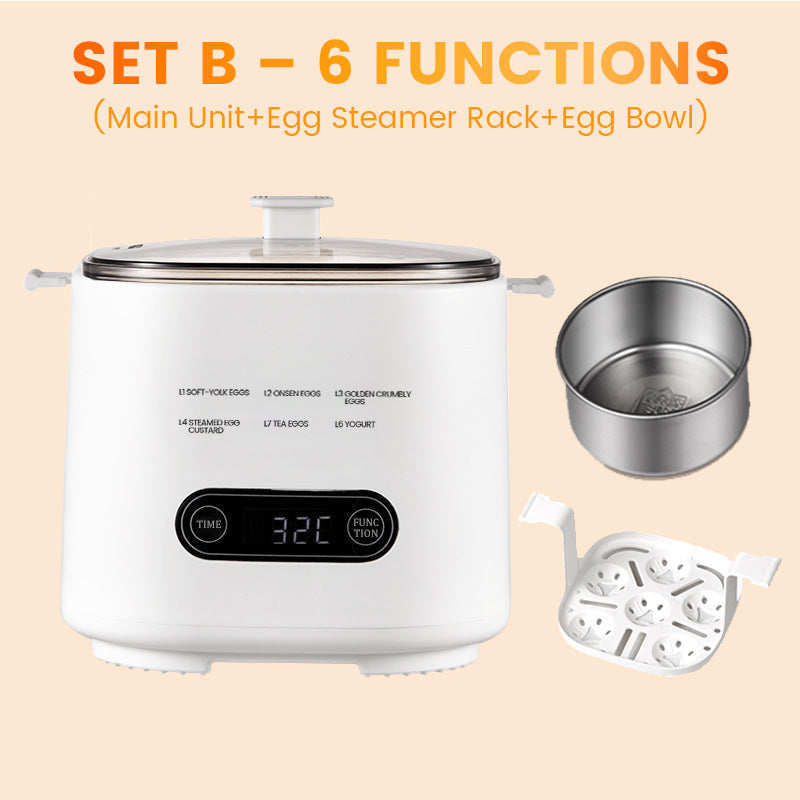 🥳HOT SALE 50% OFF! 🥳Mini Multi‑Functional Egg Cooker – Smart touch panel, 6‑egg capacity, boils, poaches, scrambles & steams. Perfect for quick breakfasts! 🥚⚡