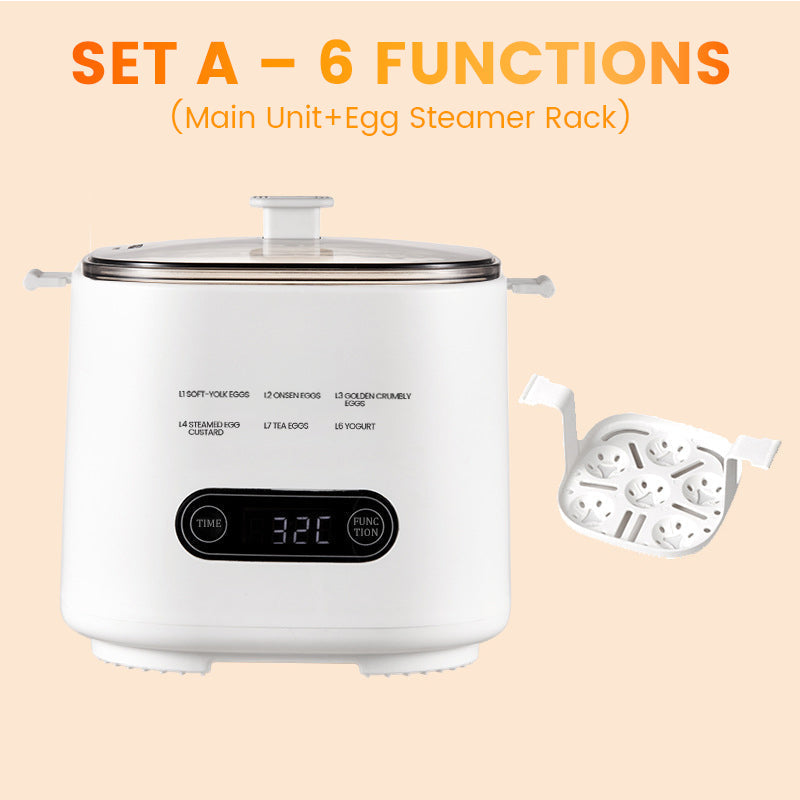🥳HOT SALE 50% OFF! 🥳Mini Multi‑Functional Egg Cooker – Smart touch panel, 6‑egg capacity, boils, poaches, scrambles & steams. Perfect for quick breakfasts! 🥚⚡