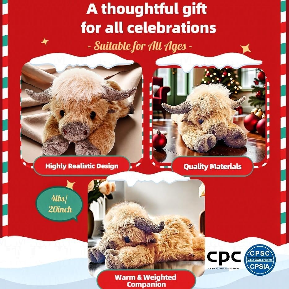 ✨Xmas Sale- 50%OFF ✨ Cute Cartoon Highland Cow Cuddly Toy