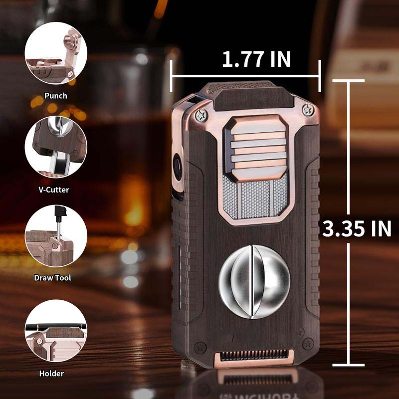 📢📢50 % OFF !!⏰⏰5-in-1 Refillable Cigar Torch Lighter with Cutter