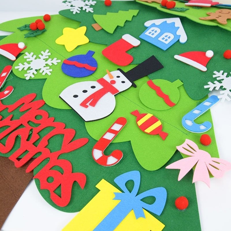 🎅Xmas Hot Sales - 50% OFF!🎄DIY Felt Christmas Tree for Kids – 32 Reusable Ornaments + Fairy Lights