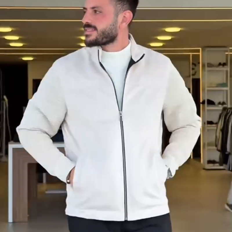 Men’s Casual Stand Collar Zipper Jacket