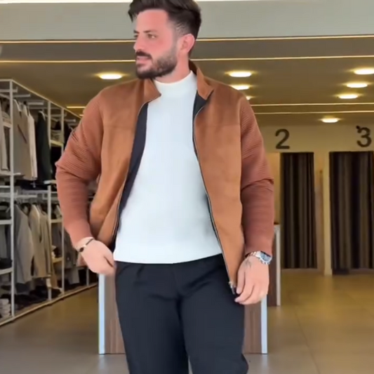 Men’s Casual Stand Collar Zipper Jacket