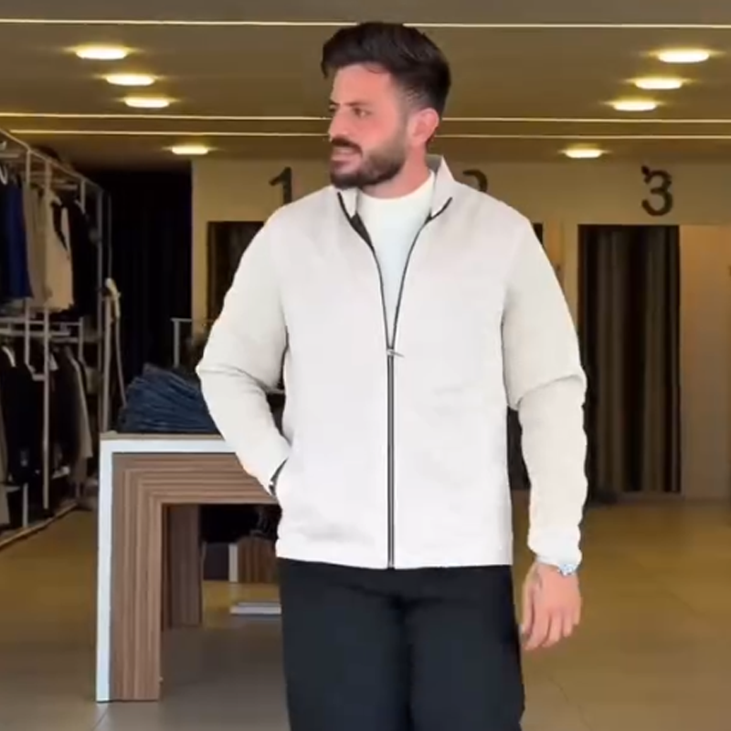 Men’s Casual Stand Collar Zipper Jacket