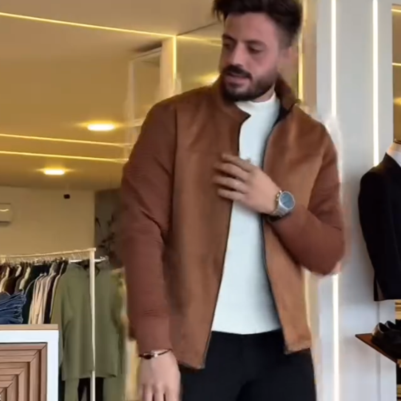 Men’s Casual Stand Collar Zipper Jacket