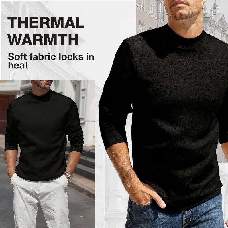 Men’s Antibacterial Solid Color Thermal Long Sleeve Top