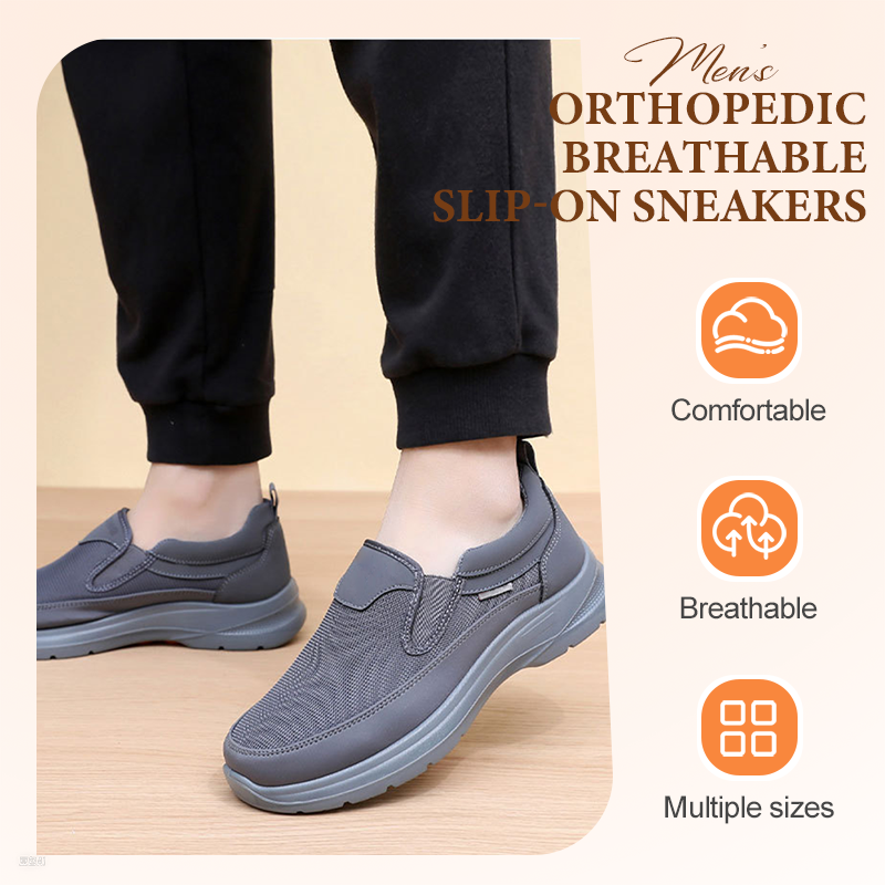✨ Men's Orthopedic Breathable Slip-On Sneakers - Arch Support with Memory Foam Insoles for All-Day Comfort 🏃‍♂️💨