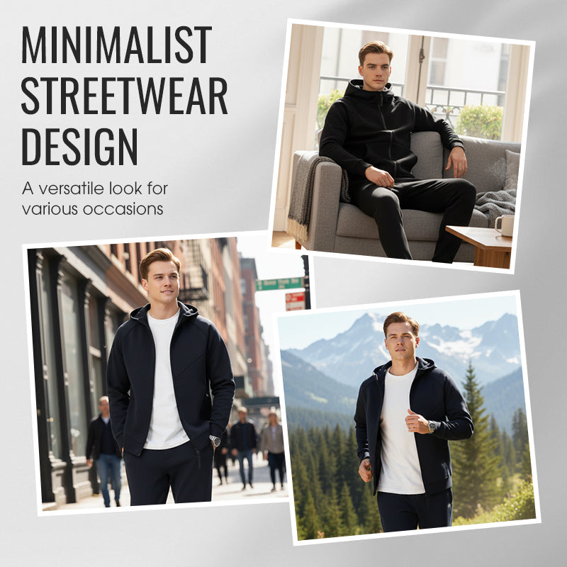 Men's Hooded Zip-Up Tracksuit Set