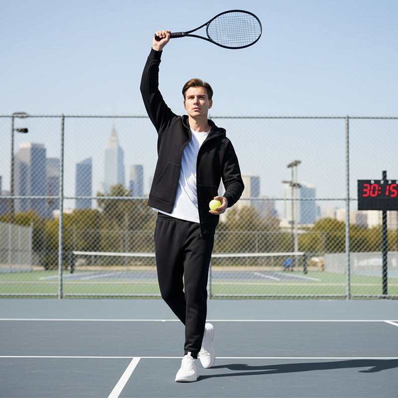 Men's Hooded Zip-Up Tracksuit Set