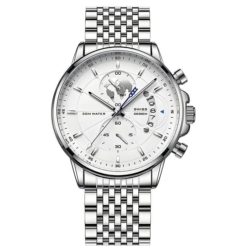 💥Christmas Eve Sale: 50% OFF🌍Men's watch with globe motif in maritime style