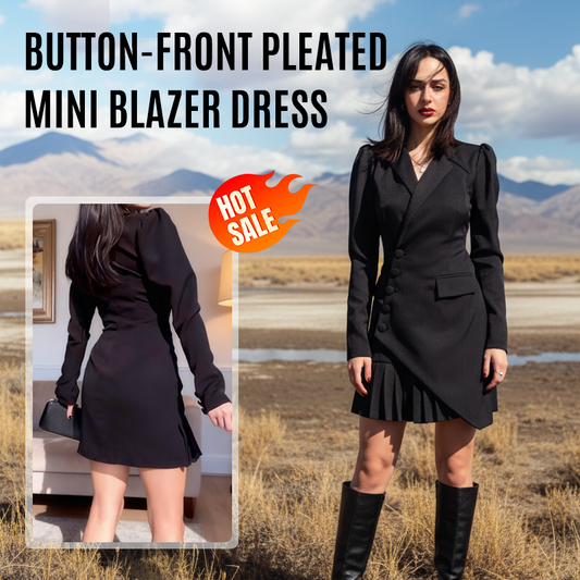🎉New Arrival🎉 Button-Front Pleated Mini Blazer Dress