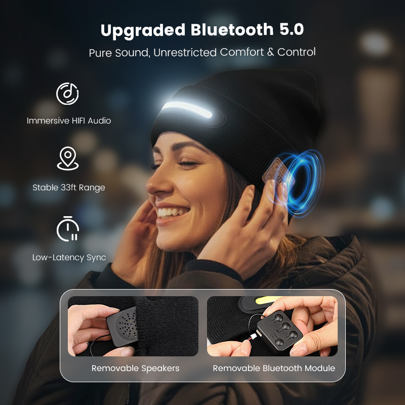 🔥Rechargeable Bluetooth Beanie Hat with Light