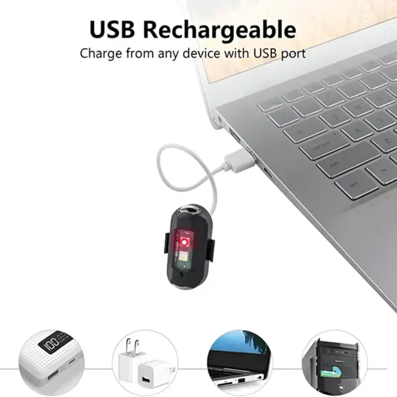 🔦 Wireless Rechargeable Vibration-Sensing Strobe Light — 7-Colour LED Safety Beacon for Cars, Bikes, Motorbikes & Outdoor Use 🚴‍♂️🚗✨