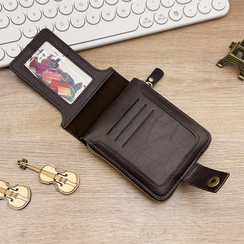 📢📢50 % OFF !!🎅 Men's Vintage Zipper Wallet - Genuine Leather & RFID Protection, Stylish and Secure Everyday Carry ✨