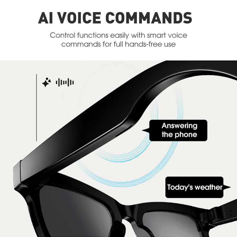AI smart glasses with ChatGPT, 8 MP camera and HD 1200P 4K video recording, real-time translation in over 160 languages, Bluetooth 5.4, HiFi audio and music control, smart sunglasses with video recording for on the go