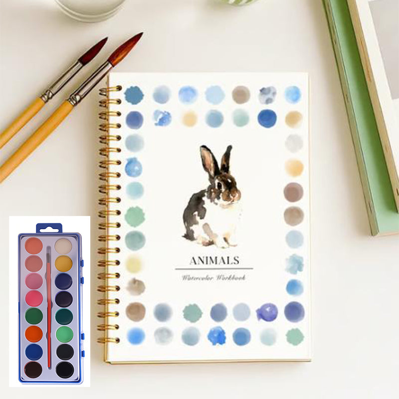 Watercolor Workbook for Beginners with 16 Colors Paint