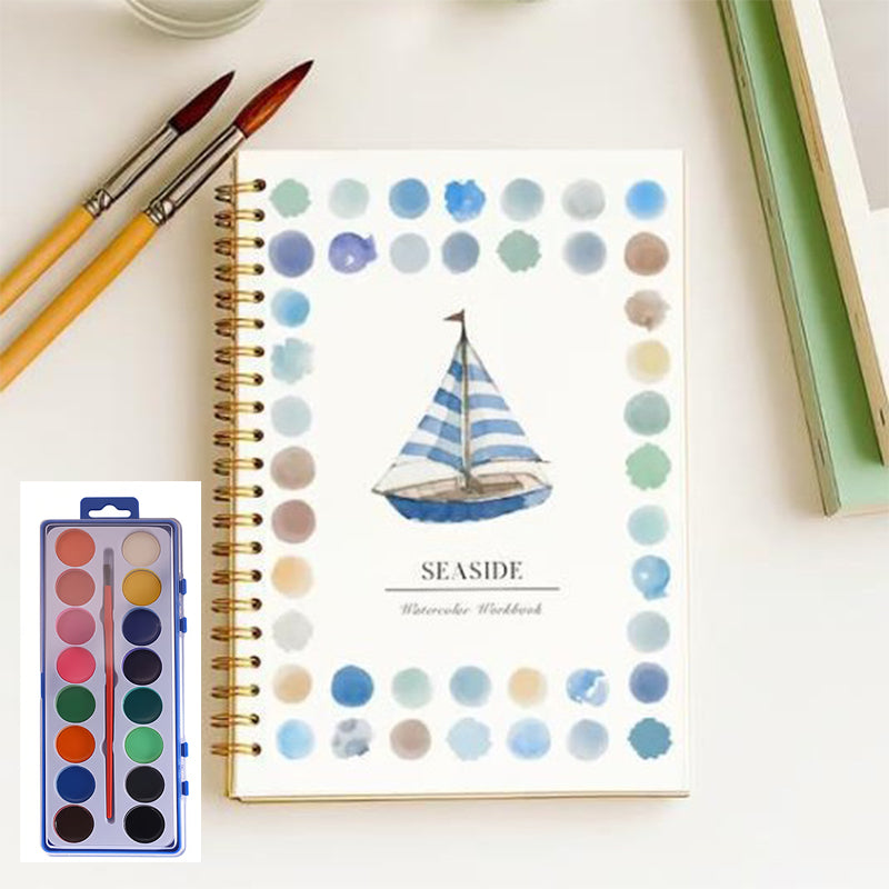 Watercolor Workbook for Beginners with 16 Colors Paint