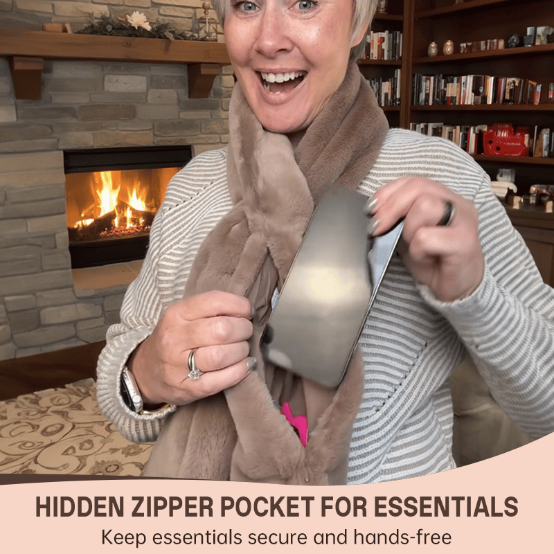 🎅Christmas Special Deals £12.99!!⚡50K+ SOLD!🧣Ultra-Soft Faux Fur Pull-Through Scarf with Secret Zipper Pocket