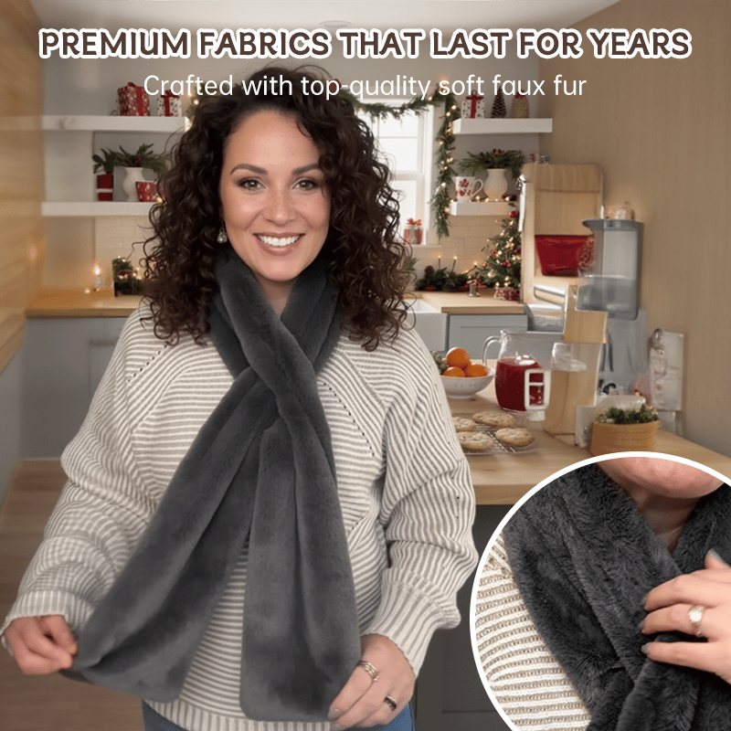 🎅Christmas Special Deals £12.99!!⚡50K+ SOLD!🧣Ultra-Soft Faux Fur Pull-Through Scarf with Secret Zipper Pocket