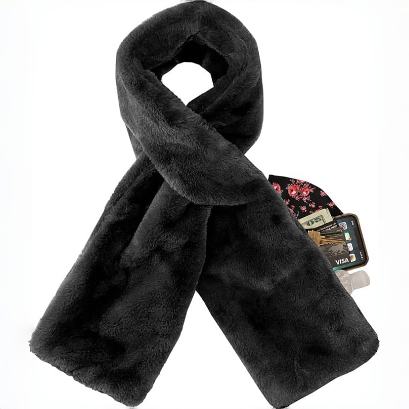 🎅Christmas Special Deals £12.99!!⚡50K+ SOLD!🧣Ultra-Soft Faux Fur Pull-Through Scarf with Secret Zipper Pocket