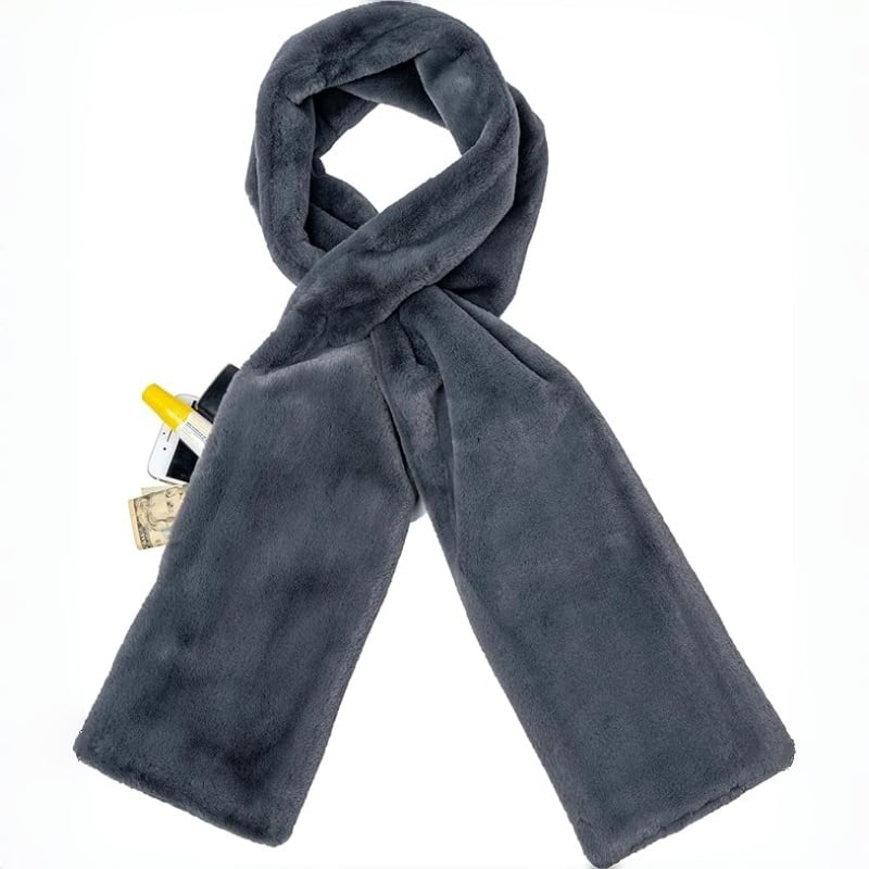 🎅Christmas Special Deals £12.99!!⚡50K+ SOLD!🧣Ultra-Soft Faux Fur Pull-Through Scarf with Secret Zipper Pocket