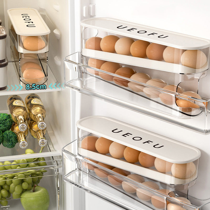Double Auto Rolling Egg Organizer for Refrigerator Side Door