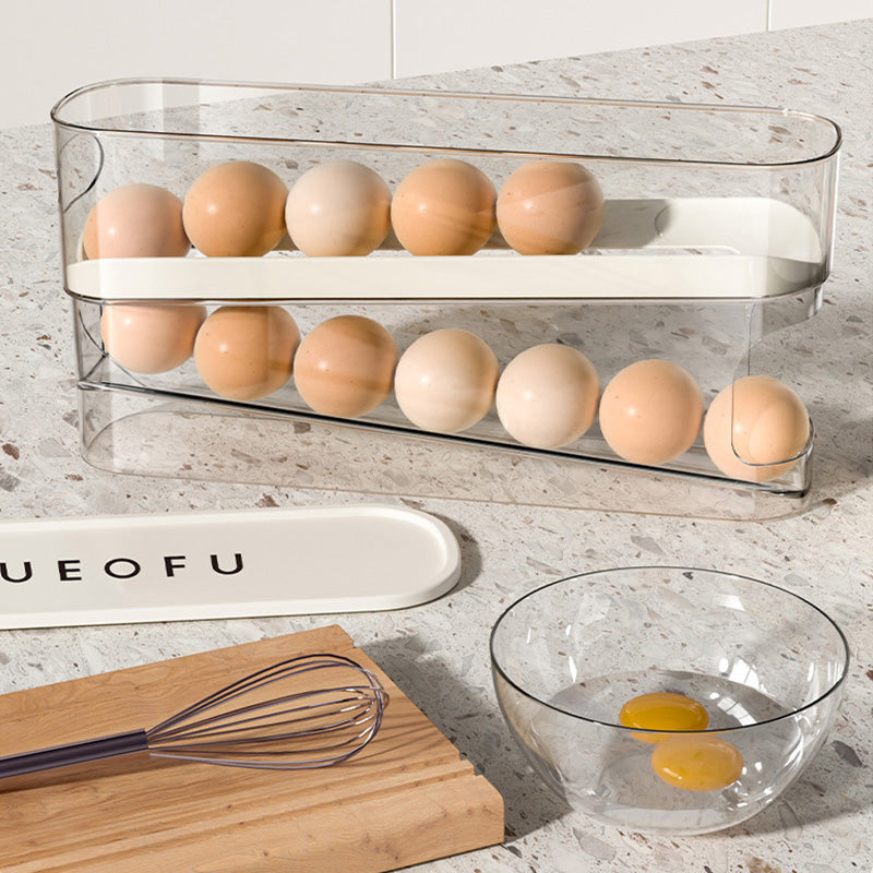 Double Auto Rolling Egg Organizer for Refrigerator Side Door