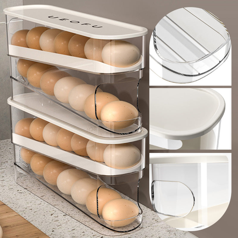 Double Auto Rolling Egg Organizer for Refrigerator Side Door
