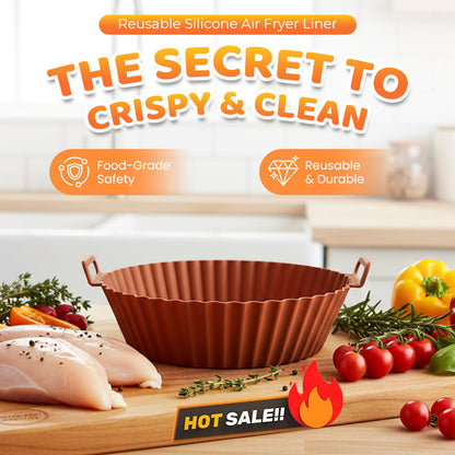 📢📢50% OFF !! ⏰Bake & Crisp Instantly! Reusable Silicone Air Fryer Liner