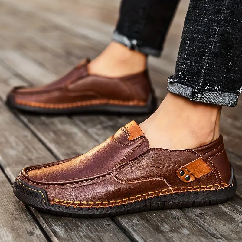 💎Classic Men’s Slip-On Leather Shoes – Premium Calfskin, All-Day Comfort & Effortless Style