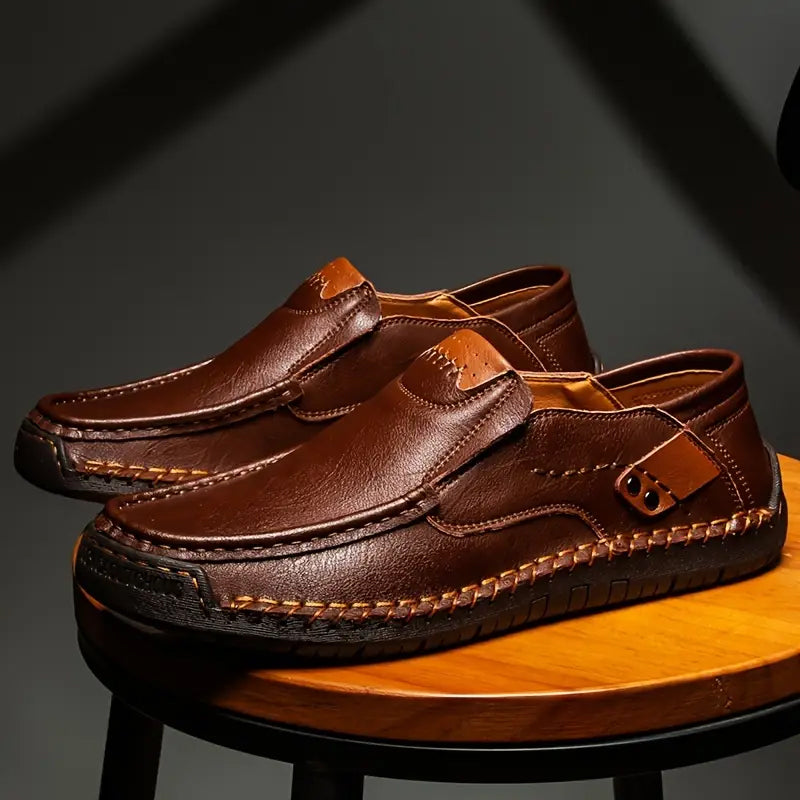 💎Classic Men’s Slip-On Leather Shoes – Premium Calfskin, All-Day Comfort & Effortless Style