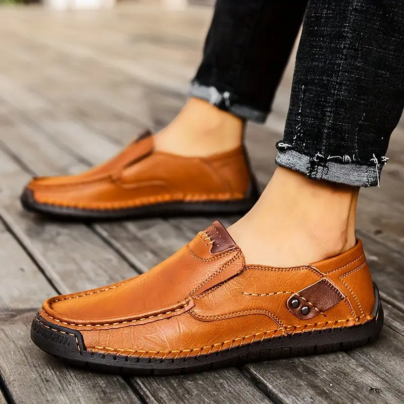 💎Classic Men’s Slip-On Leather Shoes – Premium Calfskin, All-Day Comfort & Effortless Style