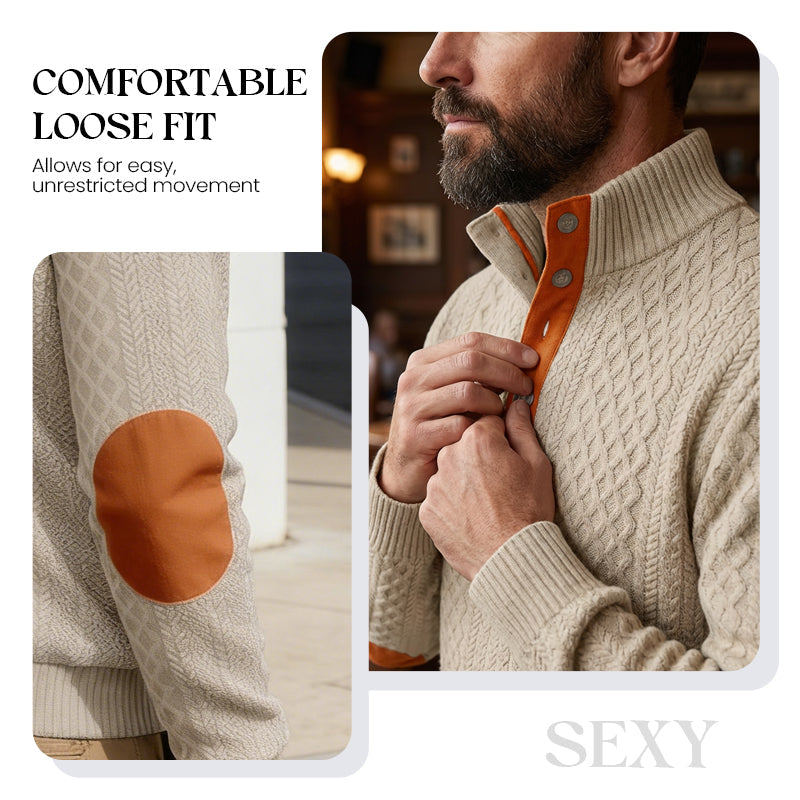 Men's Textured Jacquard Collared Sweatshirt