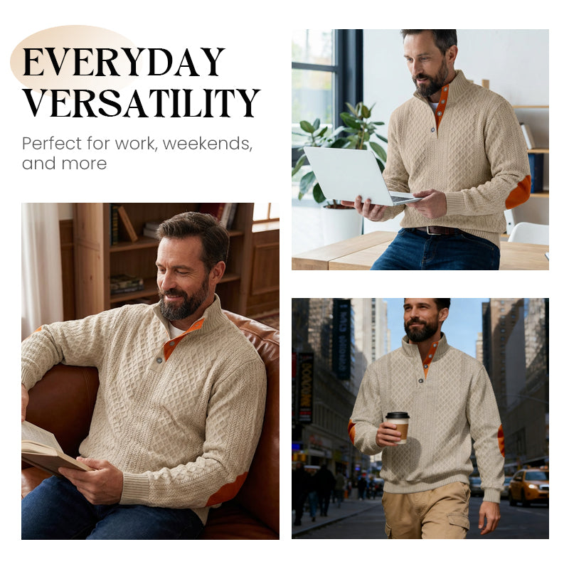 Men's Textured Jacquard Collared Sweatshirt