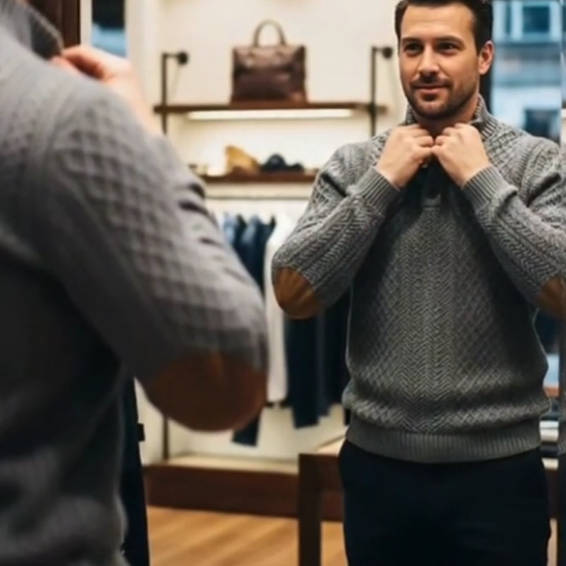 Men's Textured Jacquard Collared Sweatshirt