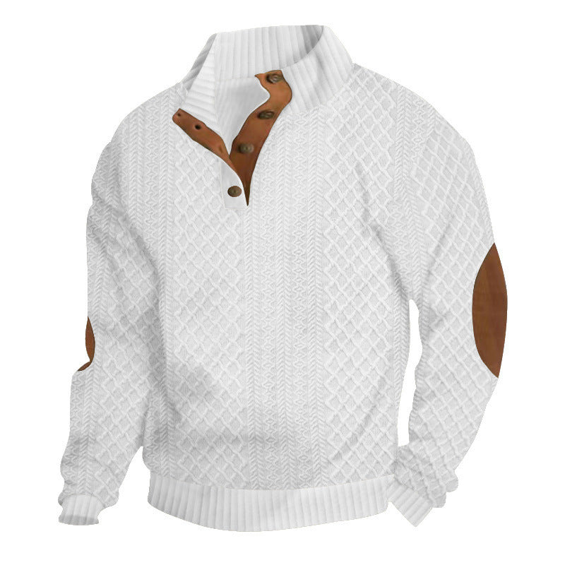 Men's Textured Jacquard Collared Sweatshirt