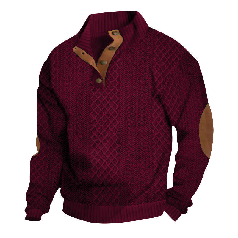Men's Textured Jacquard Collared Sweatshirt