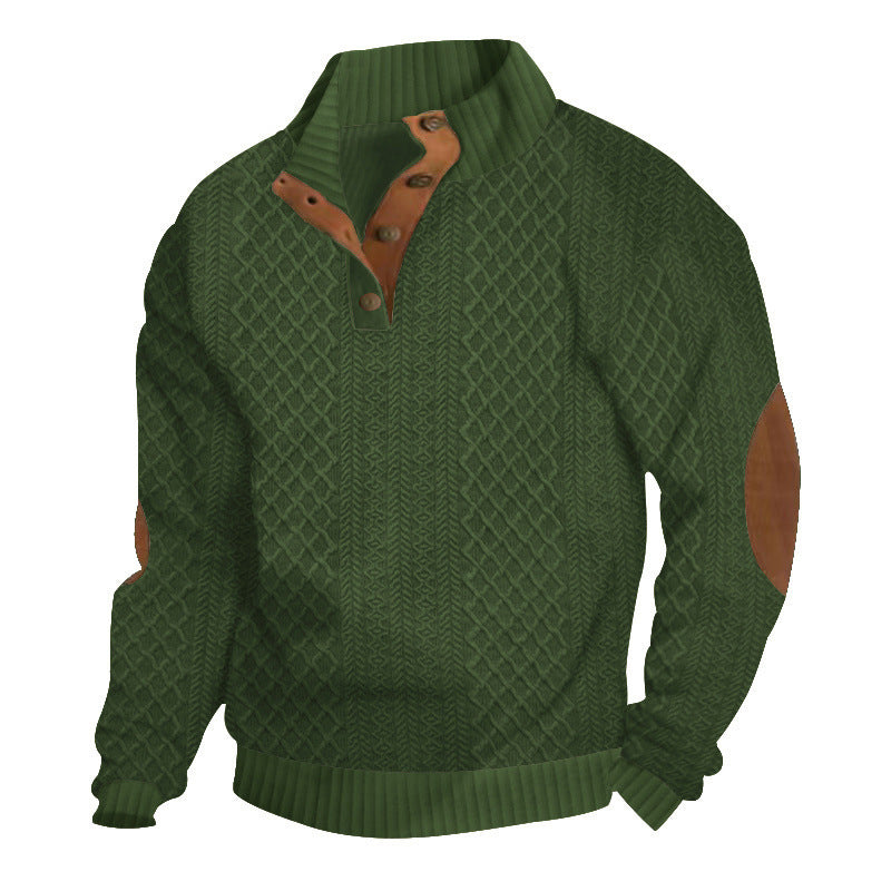 Men's Textured Jacquard Collared Sweatshirt