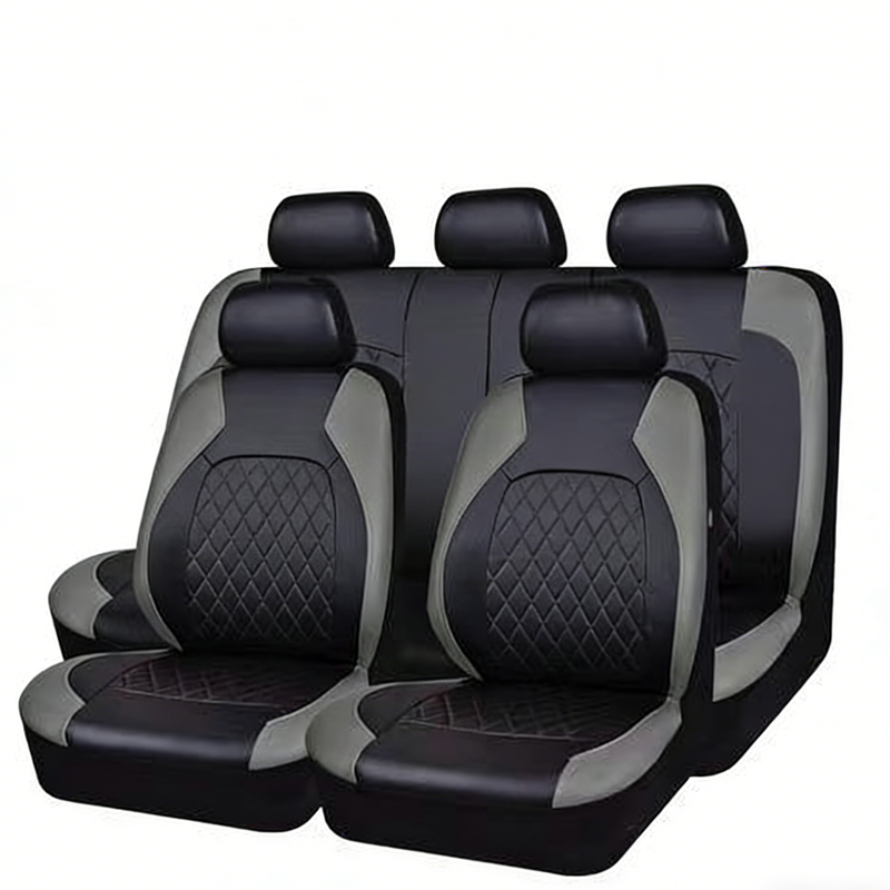 🚗50% OFF LIMITED TIME! 9-Piece Universal Fit PU Leather Car Seat Covers Set, Quilted Diamond Stitch Full Seat Protector, Breathable Wear-Resistant Auto Seat Cushion for Most Sedans SUVs