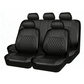 🚗50% OFF LIMITED TIME! 9-Piece Universal Fit PU Leather Car Seat Covers Set, Quilted Diamond Stitch Full Seat Protector, Breathable Wear-Resistant Auto Seat Cushion for Most Sedans SUVs