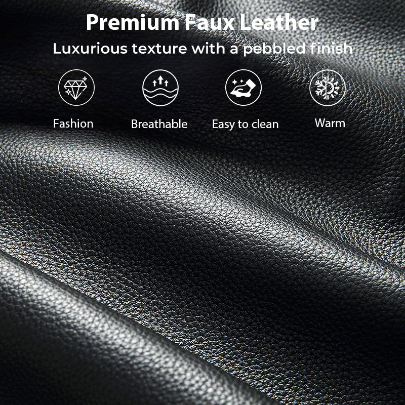 ⚡Faux Leather Stand Collar Oversized Moto Jacket