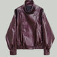⚡Faux Leather Stand Collar Oversized Moto Jacket