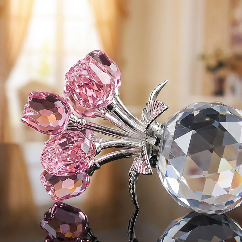 💖49% Off!🌹Everlasting Crystal Rose Flower Figurine in Vase🌸