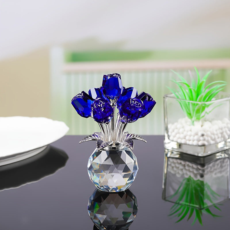 💖49% Off!🌹Everlasting Crystal Rose Flower Figurine in Vase🌸