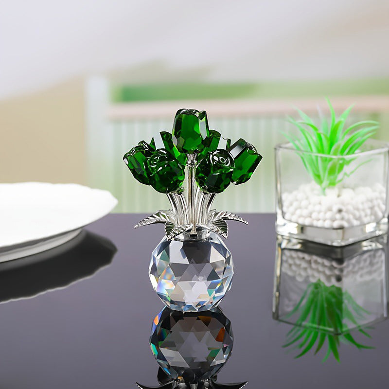 💖49% Off!🌹Everlasting Crystal Rose Flower Figurine in Vase🌸